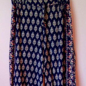 Angie Bohemian Pink/Blue Stretchy Pants - Size Large